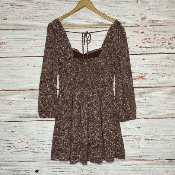 NWT Abercrombie & Fitch Portrait Neck Long Sleeve Polka Dot Mini Dress Sz M - Picture 11 of 16